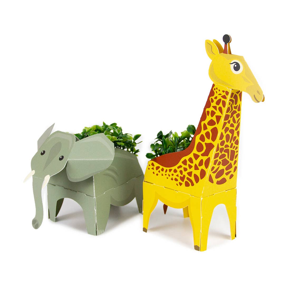 Pop-Up Tiere | DIY Giraffe und Elefant Kressetöpfchen