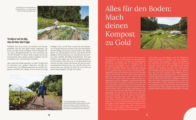 Market gardening & Agroforst Buch von Leon Schleep. Löwenzahn Verlag. Innenansicht 