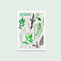 Postkarte mit Kräuter zeichnungen auf weißem Papier