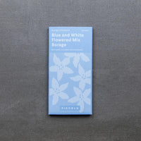 Borretsch Blumen Samen Mix, weiße und blaue Blüten. Blaue Verpackung mit schöner Illustration.