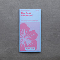 Kapuzinerkresse Samen in blauer Verpackung mit schöner Illustratiom
